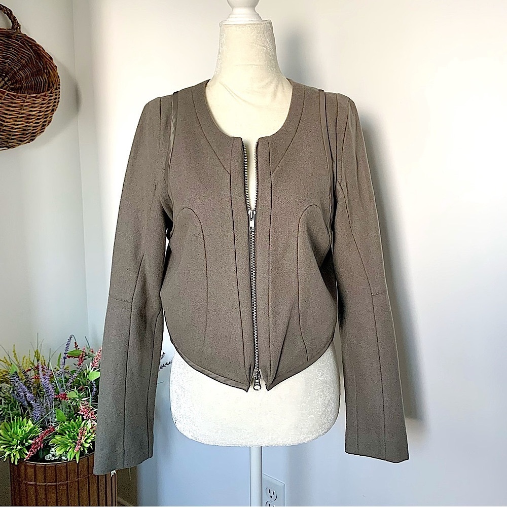 JNBY Wool Moto Jacket taupe brown